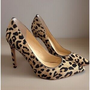 Sexy Leopard W 8 Calf Hair Stiletto Heels Point Toe Pumps Work Glam Ivanka Trump
